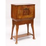 AN UNUSUAL MAHOGANY SECRETAIRE CABINET ON STAND, 20TH CENTURY, in Art Nouveau style, the upper