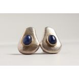 A PAIR OF LALAOUNIS SILVER LAPIS EARRINGS.