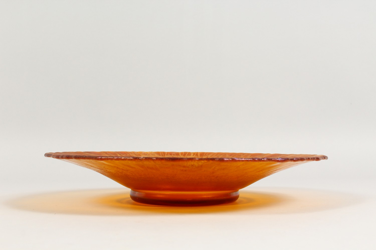 AN ART NOUVEAU ORANGE LUSTRE CIRCULAR GLASS DISH. 12.25ins diameter. - Image 10 of 16