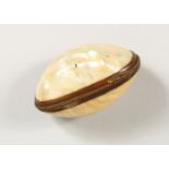 A MOTHER-OF-PEARL SNUFF BOX. 3ins long.