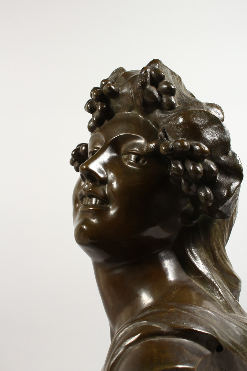 AFTER LAMBEAUX A LARGE CAST BRONZE BUST OF A YOUNG LADY. 21ins high. - Image 4 of 9