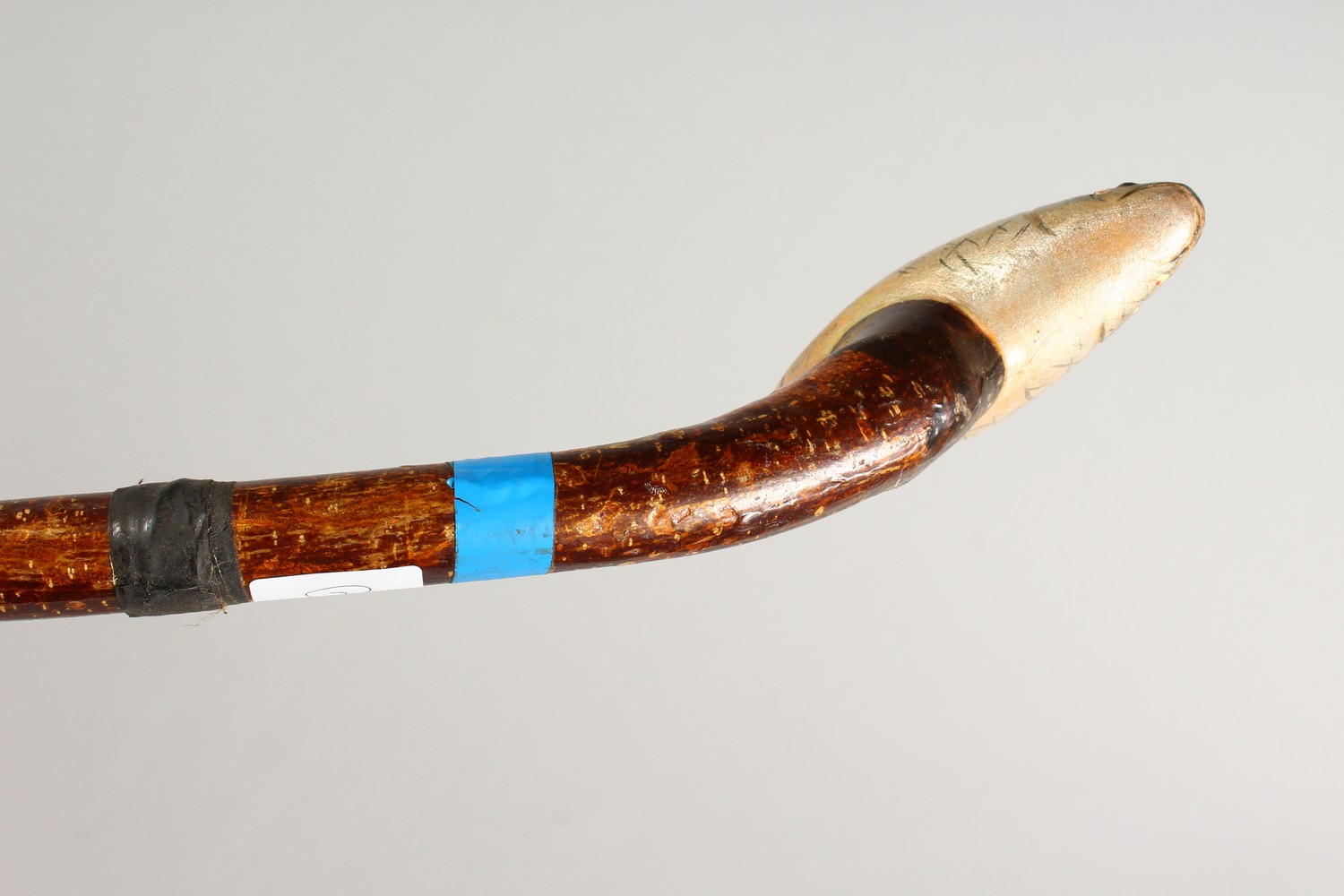 A WALKING STICK, the handle carved as a trout. 51ins long. - Image 3 of 6