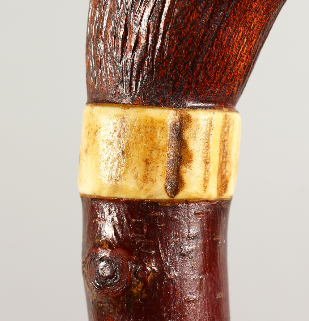 A WALKING STICK, the handle carved as a game bird. 38ins long. - Image 6 of 8