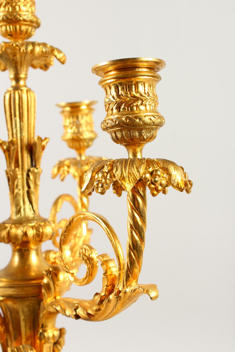 A VERY GOOD PAIR OF LOUIS XVIth WHITE MARBLE AND ORMOLU CANDELABRA with centre candle holder and - Image 2 of 5