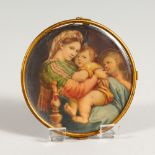 A CIRCULAR PORTRAIT MINIATURE, mother and two children. 3.25ins diameter.