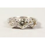 AN 18CT WHITE GOLD THREE STONE DIAMOND RING of 1.56CTS.