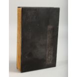 A CHINESE BOOK WITH HARDSTONE COVER. 9ins x 5.75ins.