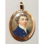 18TH CENTURY ENGLISH SCHOOL Head and shoulders of a young man in a blue coat and white cravat. 1.