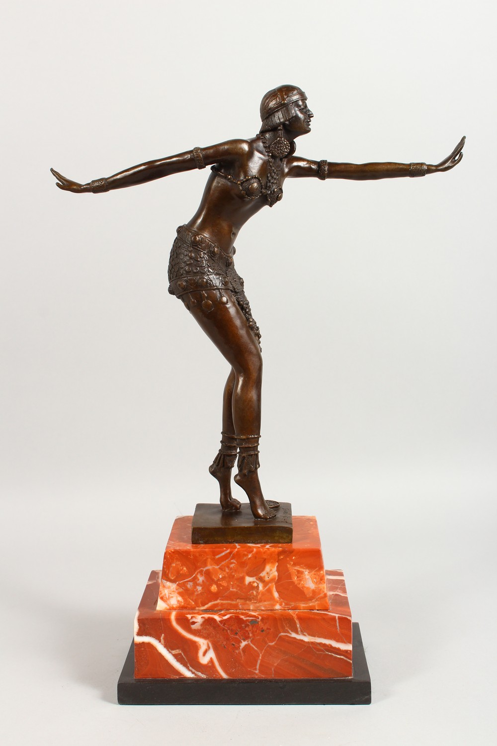 AN ART DECO STYLE BRONZE OF DANCERS, on a stepped marble base. 19ins high. - Image 3 of 8