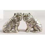 A PAIR OF .800 SILVER NOVELTY PUG DOG SALT AND PEPPERS. 2.25ins.