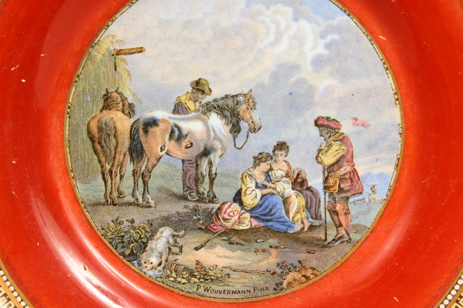 A SET OF THREE PLATES, "I Sell You My Boy" and two scenes after Wouwerman. 7ins diameter. - Image 2 of 10