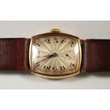 A 9CT GOLD ART DECO GENTLEMAN'S WRISTWATCH.