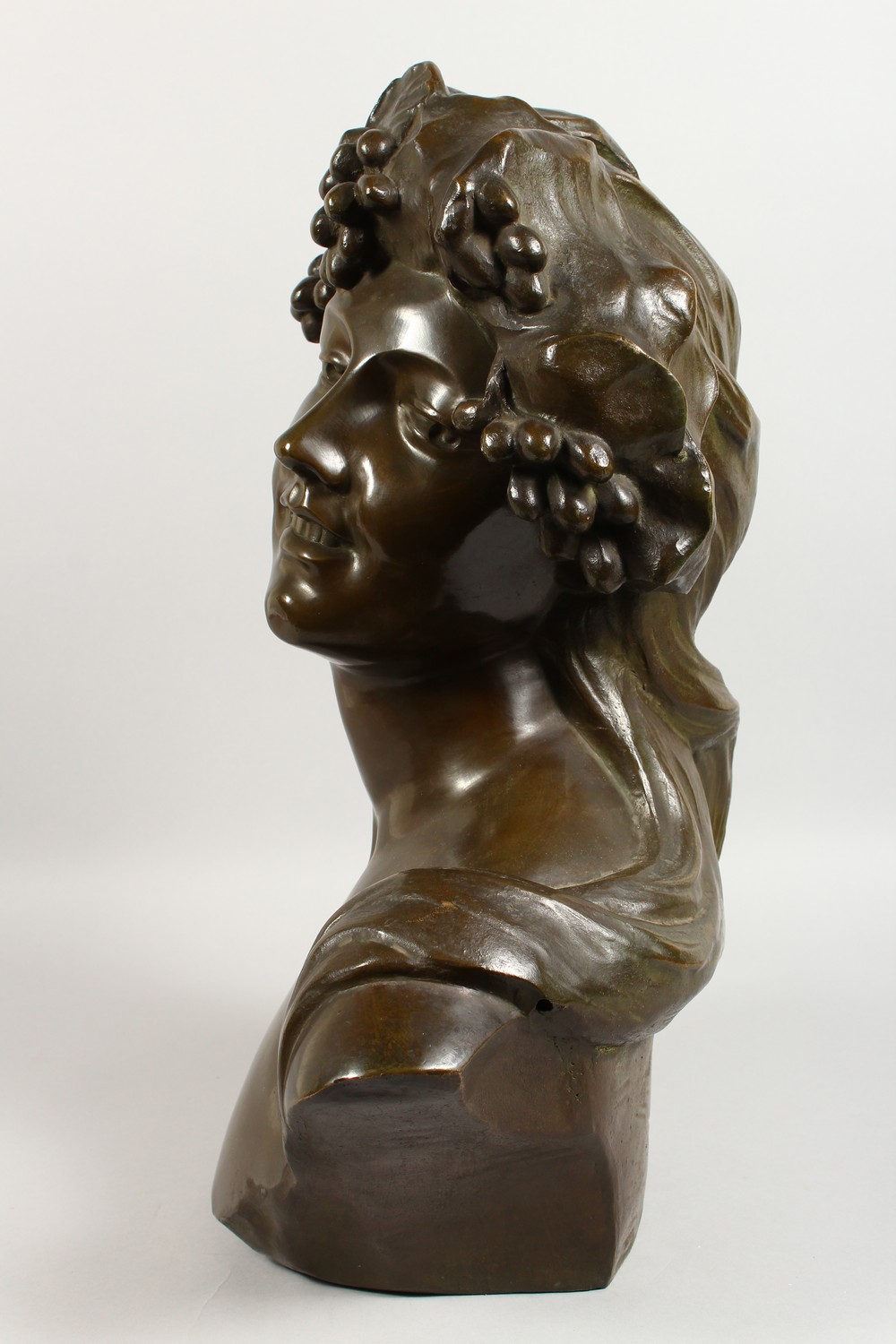 AFTER LAMBEAUX A LARGE CAST BRONZE BUST OF A YOUNG LADY. 21ins high. - Image 3 of 9