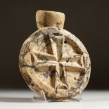 A BYZANTINE VEINED MARBLE MEDALLION, 6TH CENTURY. 9ins long.
