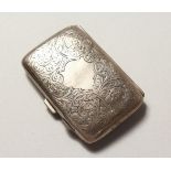 A SMALL ENGRAVED SILVER CIGARETTE CASE. Birmingham 1913.