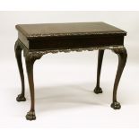 A GOOD GEORGE III DESIGN "IRISH" MAHOGANY FOLD-OVER CARD TABLE, EARLY 20TH CENTURY, with green baize