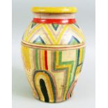 ATTRIBUTED TO THE OMEGA STUDIOS, CIRCA. 1930'S, GEOMETRIC PAINTED MONOCHROME VASE, similar designs