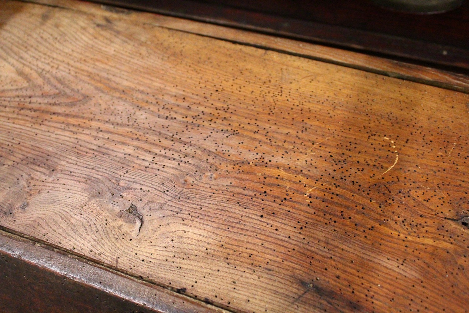 AN 18TH CENTURY ELM DOUGH BIN, of typical form. 4ft 1ins long x 1ft 8ins wide x 2ft 7ins high. - Image 8 of 9