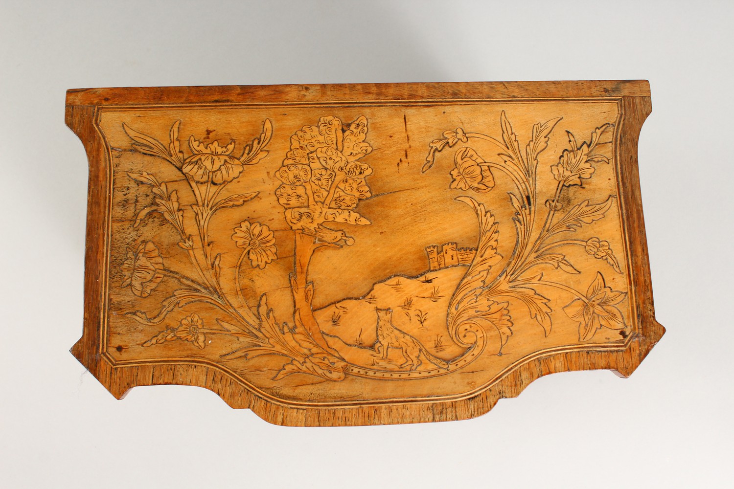 A GOOD CONTINENTAL MINIATURE TWO DRAWER MARQUETRY COMMODE, probably an apprentice piece, the top - Image 5 of 13