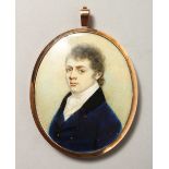 AN EARLY VICTORIAN DOUBLE SIDED MINIATURE of a lady and gentleman. 3ins x 2.5ins.