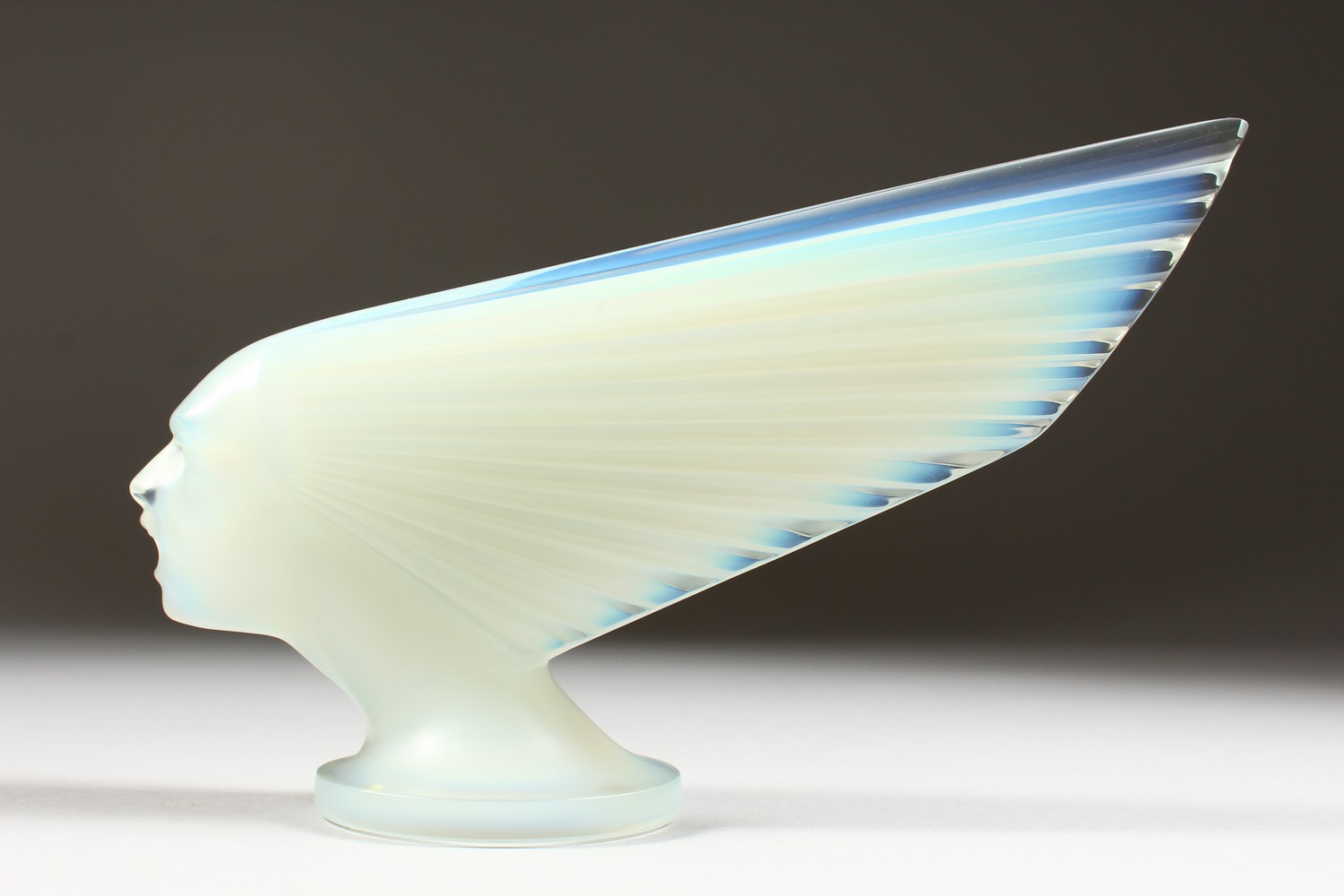 A SUPERB LALIQUE OPAQUE GLASS CAR MASCOT "VICTOIRE", also known as SPIRIT OF THE WIND. Etched - Image 2 of 13