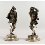 EMILE GUILLEMAN (1841-1907) FRENCH A PAIR OF LATE 19TH CENTURY SILVERED BRONZE FIGURES OF