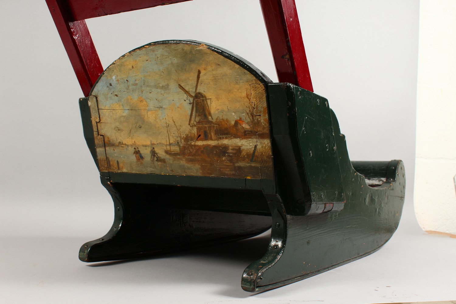 A CHILD'S PAINTED WOOD SLEIGH, EARLY 20TH CENTURY. 30ins long. - Image 2 of 7
