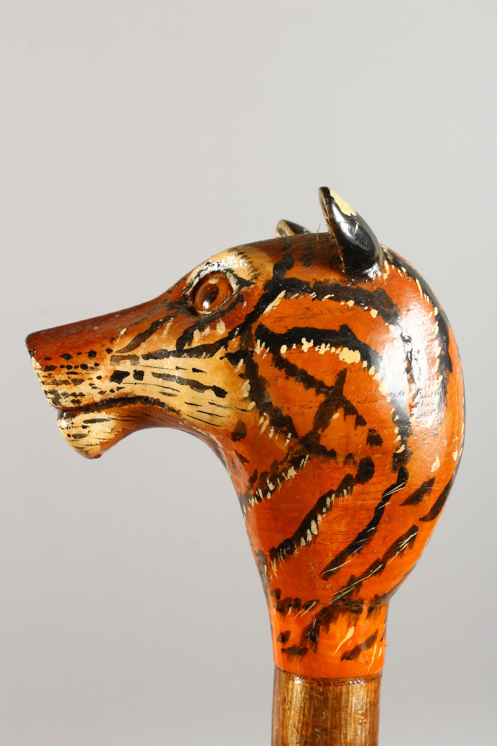 A WALKING STICK, the handle carved as a tiger. 52ins long. - Image 6 of 10