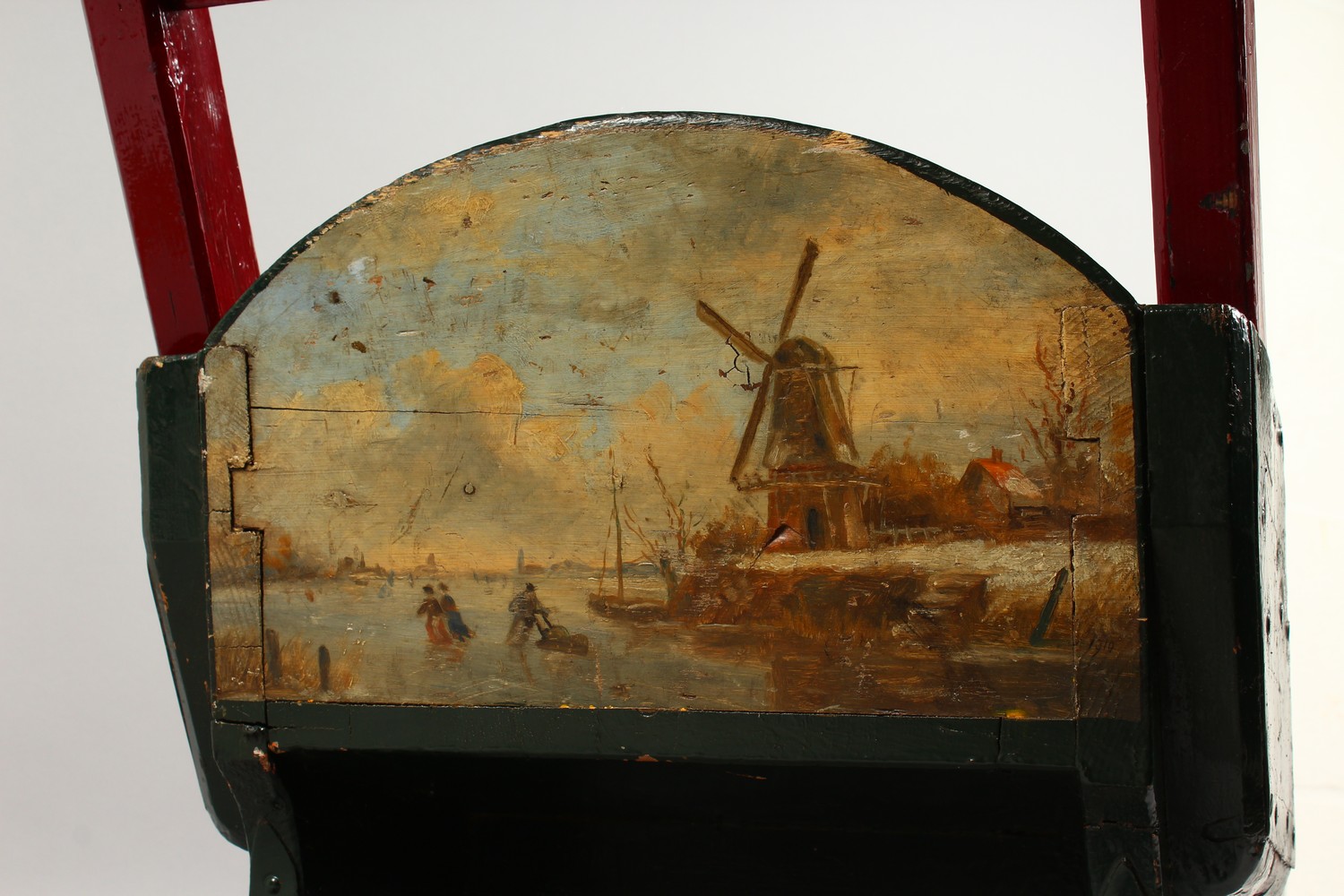 A CHILD'S PAINTED WOOD SLEIGH, EARLY 20TH CENTURY. 30ins long. - Image 3 of 7