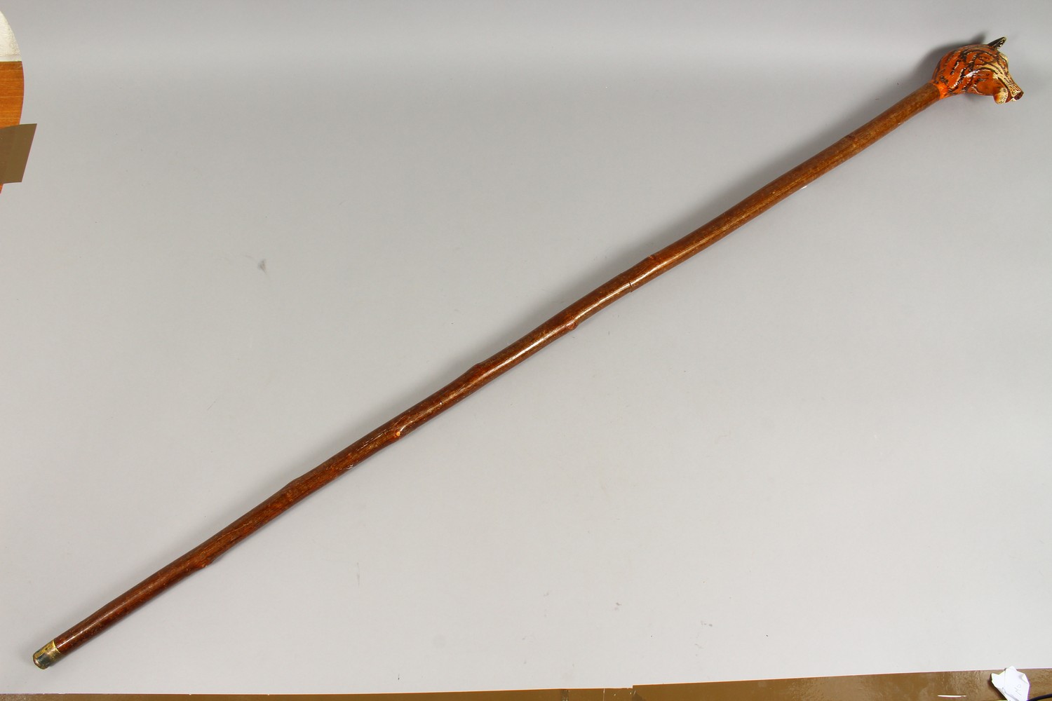 A WALKING STICK, the handle carved as a tiger. 52ins long. - Image 10 of 10
