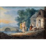 William Payne (1755/60-c.1830) British. Figures by a Cottage, in a River Landscape, Watercolour, 3.
