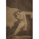After Francisco Jose de Goya Y Lucientes (1746-1828) Spanish. "Flamor Y La Muerte", Etching, 7.5"
