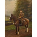 Henry Crowther (fl.1905-1939) British. A World War I Royal Artillery Soldier on Horseback, Oil on