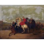 Manner of John Wootton (c.1682-1765) British. A Cavalry Skirmish, Oil on Canvas, 20" x 25".