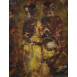 Harish Raut (1925-2002) Indian. A Study of Indian Women, Oil on Board, Signed, 17" x 13".