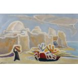 Jean Simian (1910-1991) French. A middle Eastern Scene, Oil on Canvas, Signed, Unframed, 23.5" x