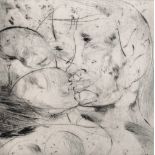 Erik Scholz (1926-1995) Hungarian. Figures Kissing, Etching, Signed and Dated '74, 9.5" x 9.5".