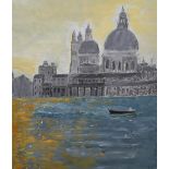 Robert Turrall Clarke (20th Century) British. "Salute at Dusk (Venice)", with a Boat in the