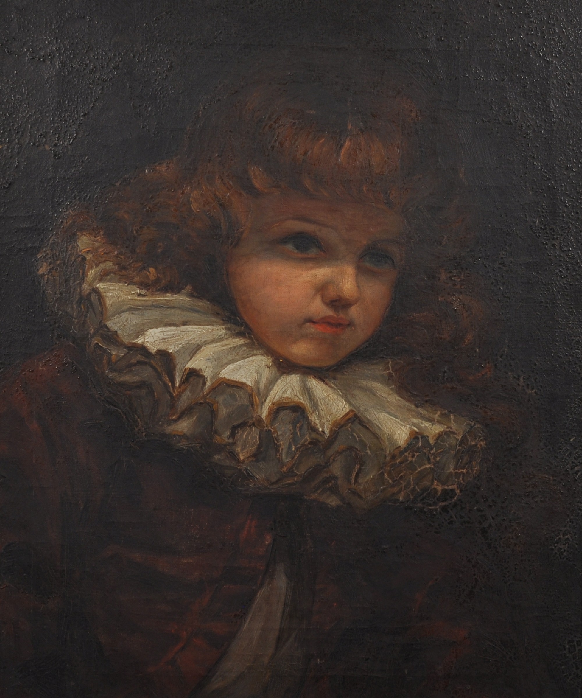 Manner of Jean Baptiste Greuze (1725-1805) French. Portrait of a Young Boy, wearing a Ruff, Oil on