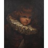 Manner of Jean Baptiste Greuze (1725-1805) French. Portrait of a Young Boy, wearing a Ruff, Oil on