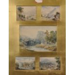 19th Century English School. A River Landscape, with Figures in the foreground, Watercolour, 5.25" x