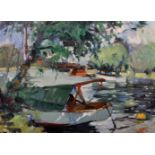 Aubrey Sykes (1910-1995) British. "Thames, Near Richmond", Oil on Board, Signed, and Inscribed on