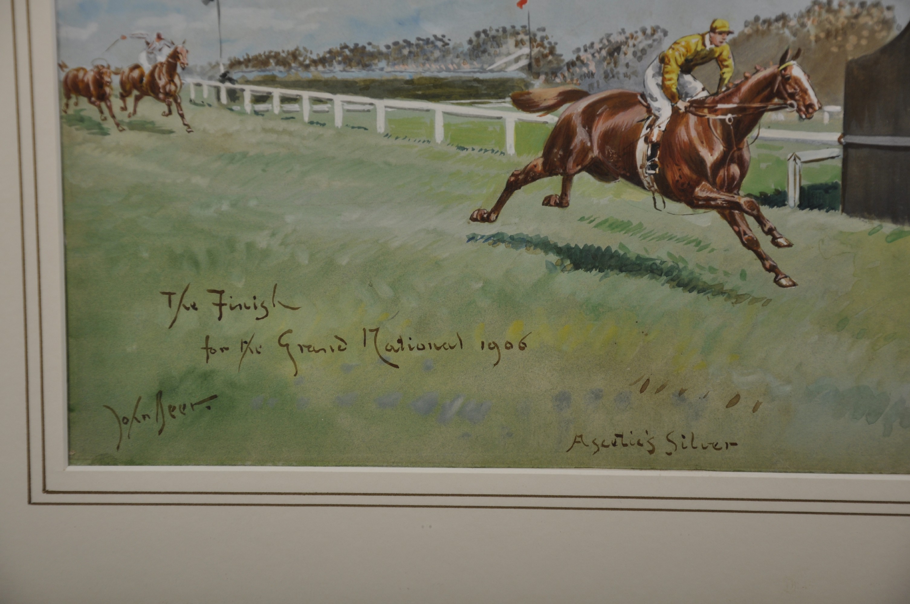John Beer (1883-1915) British. "Ascetic's Silver", 'The Finish for the Grand National, 1906', - Image 3 of 4