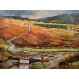 Mary Wadham (20th Century) British. "Mountain Road to Bala", Oil on Canvas, Signed, and Inscribed on