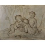 Manner of Jacob de Wit (c.1695-1754) Dutch. Cherubs eating Grapes, en Grisaille on Canvas, 25.5" x