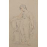 Circle of Richard Cosway (1742-1821) British. A Lady in Classical Dress, standing by an Urn,