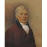 Attributed to Henry Bone (1755-1834) British. Best Portrait of a Man, wearing a Red Coat, with a