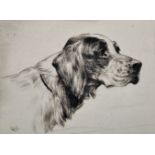 Reuben Ward Binks (1880-1950) British. Head of a Spaniel, Etching, Signed in Pencil, 2.75" x 3.