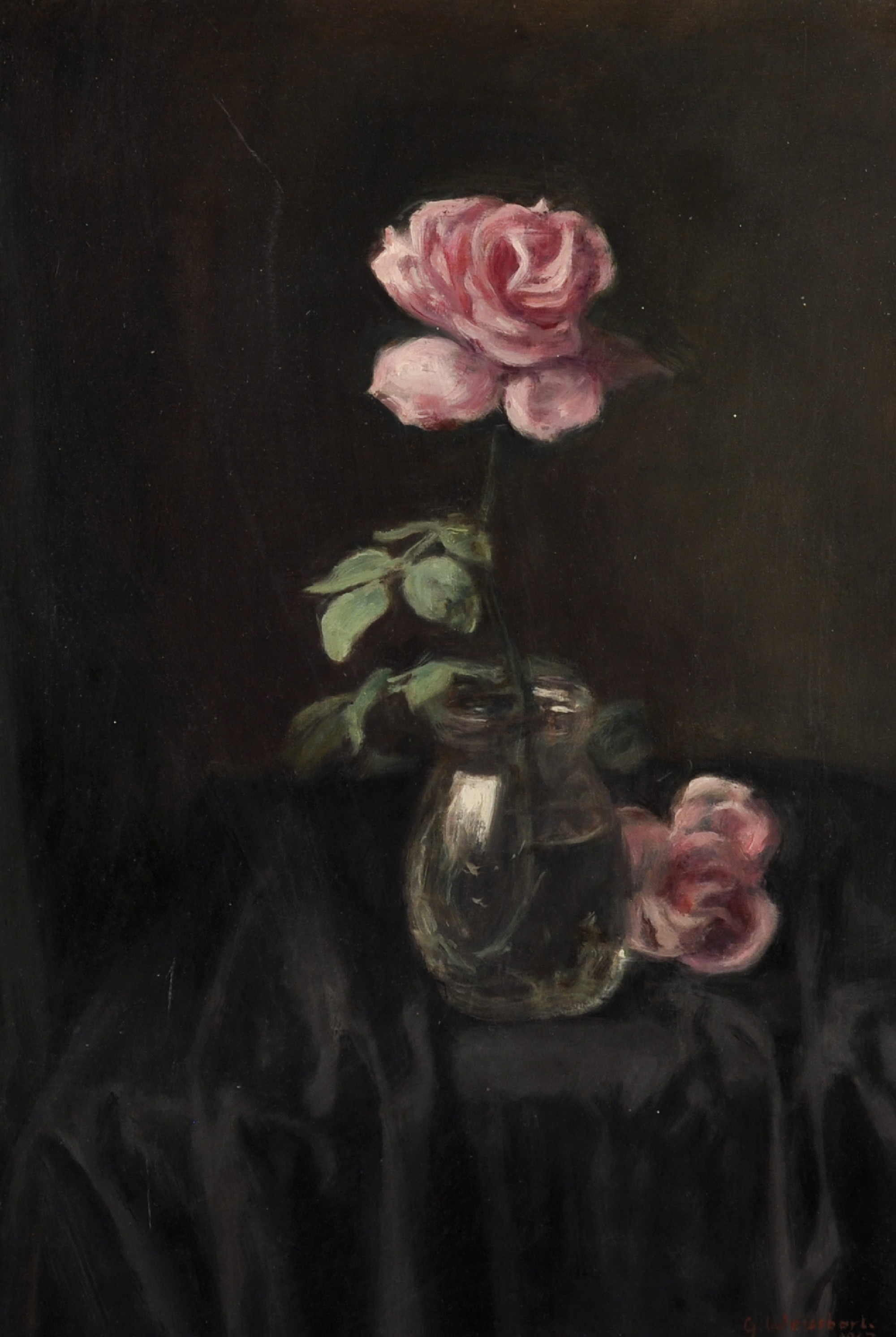 George Weissbort (1928-2013) Belgian/British. Still Life of a Pink Rose in a Glass Vase, Oil on