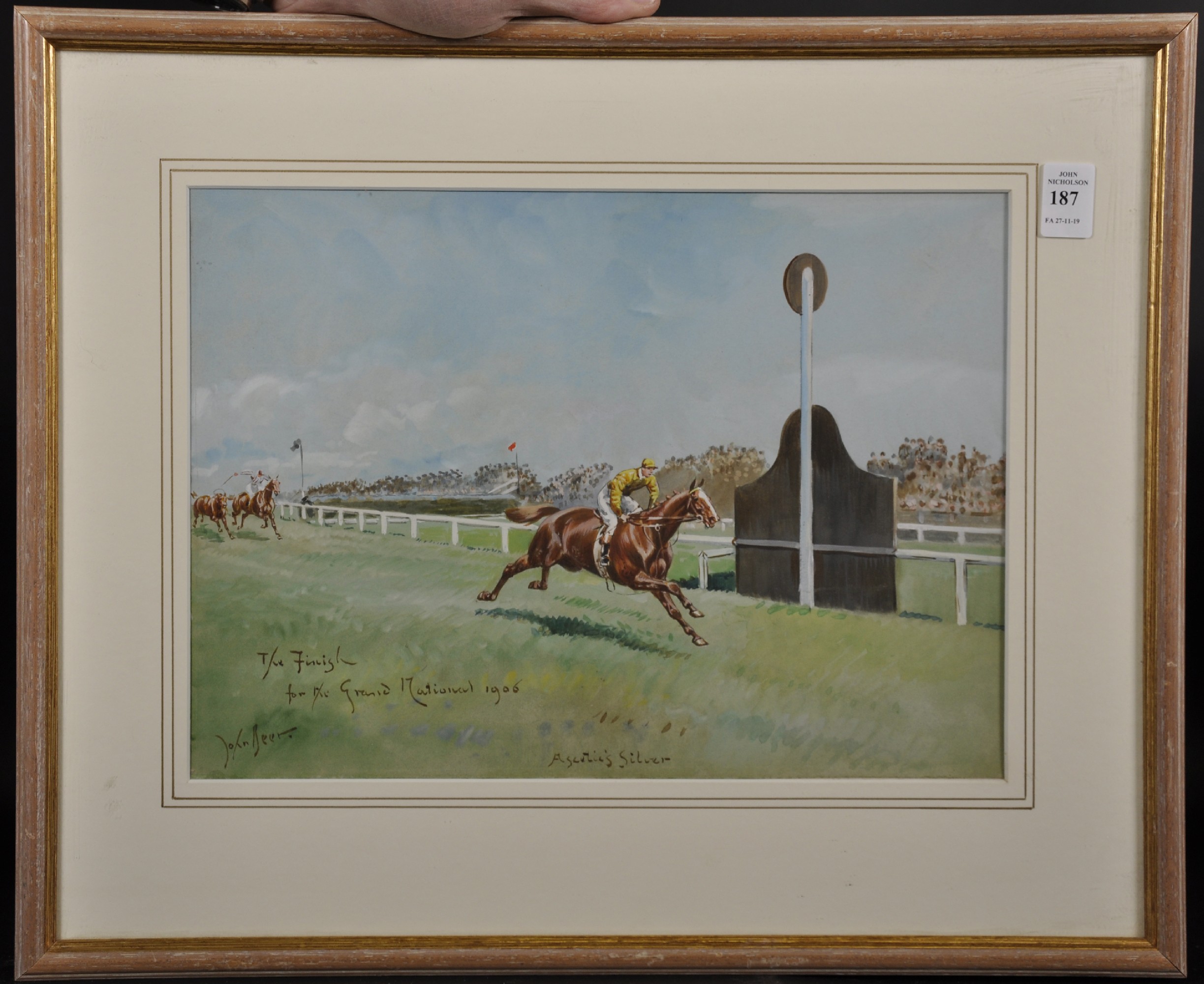 John Beer (1883-1915) British. "Ascetic's Silver", 'The Finish for the Grand National, 1906', - Image 2 of 4